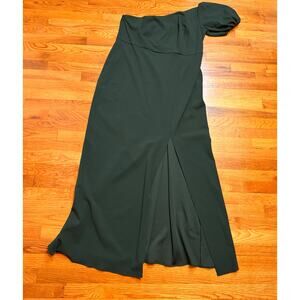 Sachin & Babi Women’s Plus 18W Emerald Green Nadia Gown One Shoulder Puff Sleeve